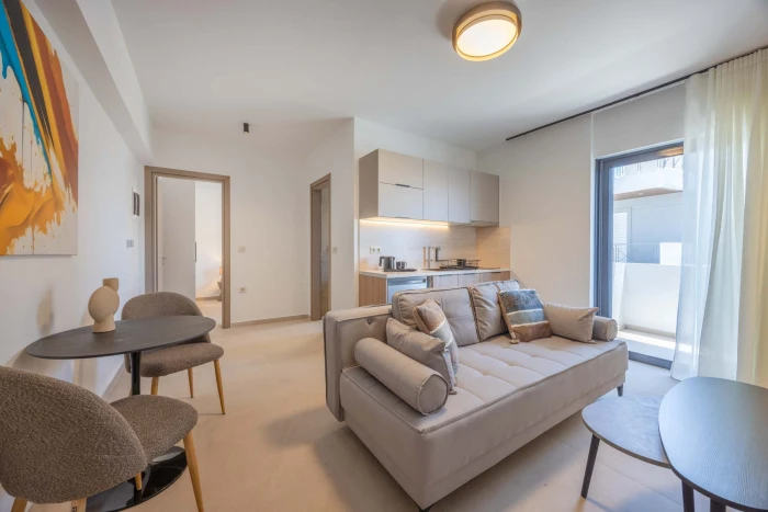 Sokio Attiki aparthotel sitting room with kitchen