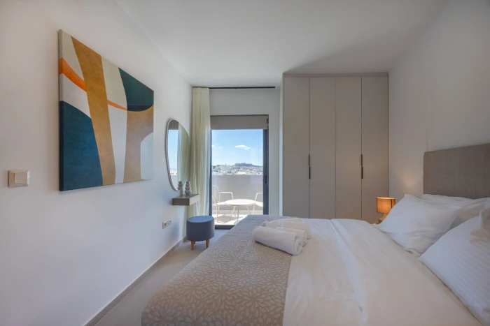 Sokio Attiki Aparthotel Bedroom with Acropolis View